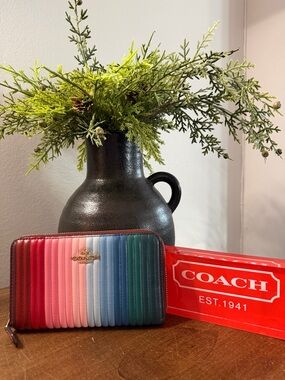 Coach Rainbow Quilted Zip Around Wallet